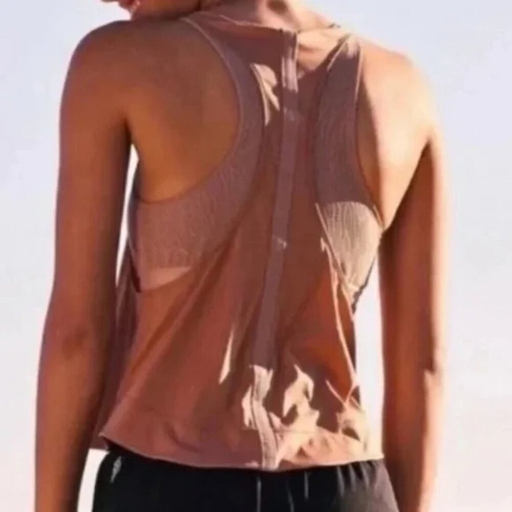 FP Movement Rise to Run Layered Tank Bronze Womens Sz M Built in Bra Athleisure